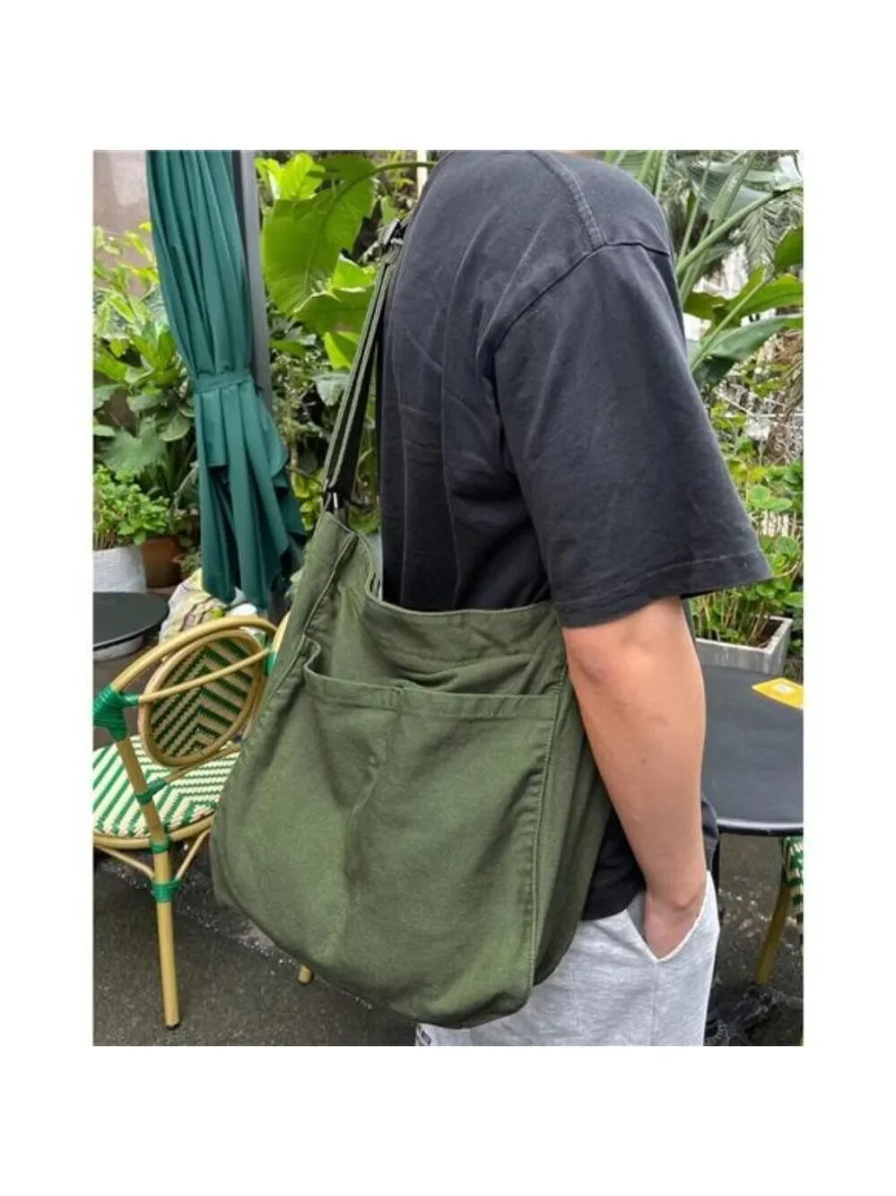 Canvas Hobo Tote Bag Crossbody Shoulder Bag Multi Pocket Travel Work Bag Women M